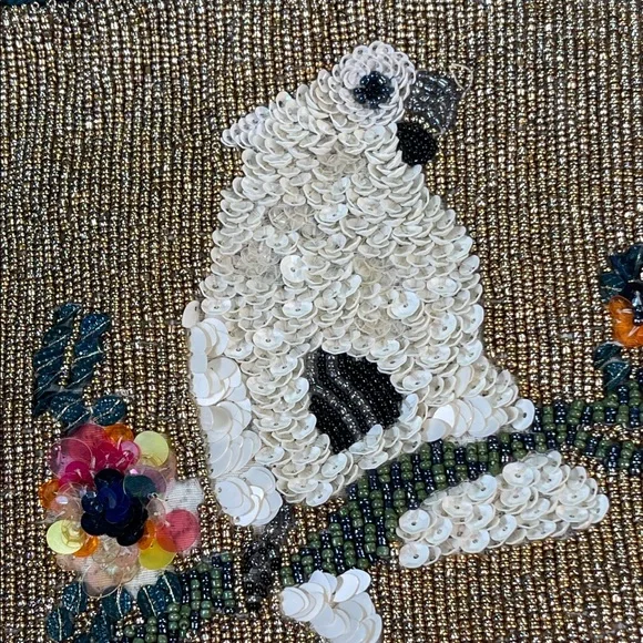 Anthropologie "Pretty Polly" Beaded Cockatoo Clutch / Makeup Bag - Picture 8 of 12
